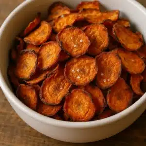 Fresh homemade Salt & Vinegar Carrot Chips in bowl