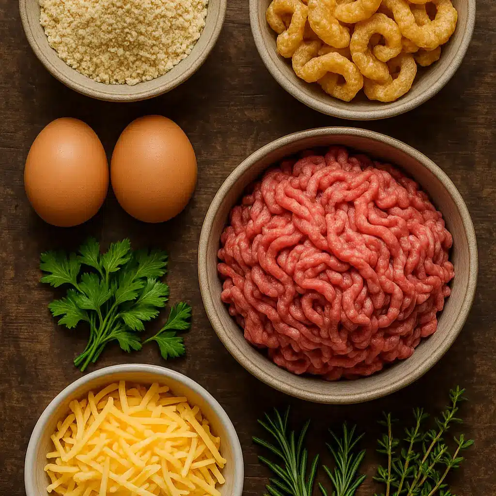 Ingredients for keto meat loaf recipe