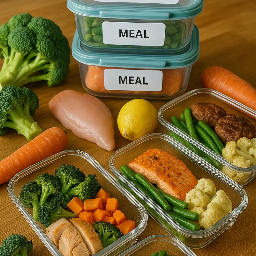 Healthy 7-day Mounjaro meal plan layout on kitchen counter