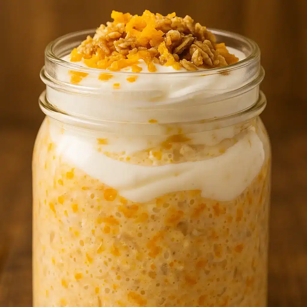 Orange creamsicle overnight oats in mason jar