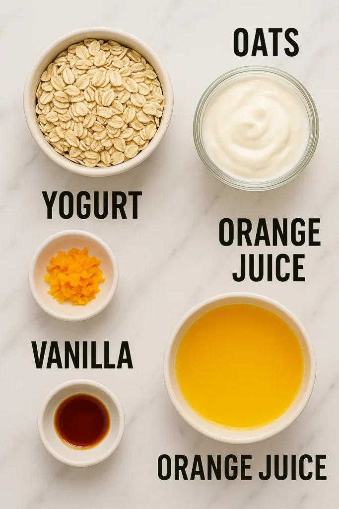 Ingredients for orange creamsicle overnight oats