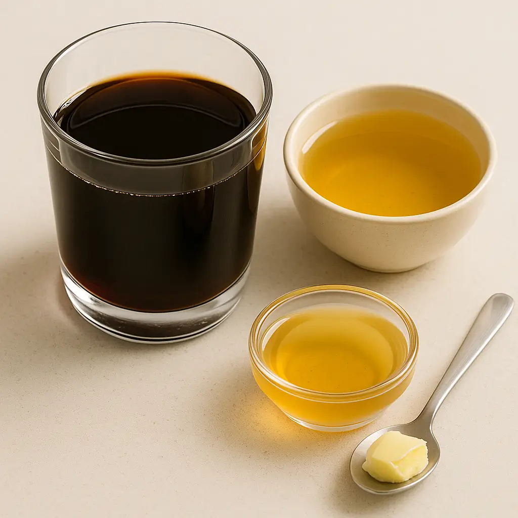 Ingredients for apple juice prune juice and butter recipe