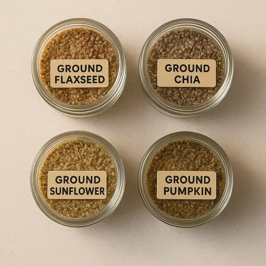 Ground seed jars for bariatric seed trick recipe preparation