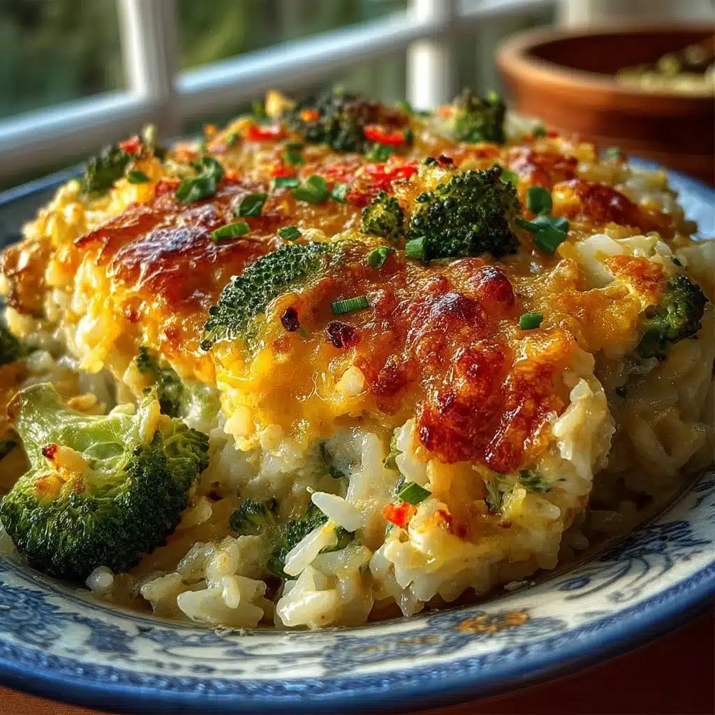 Delicious broccoli rice casserole baked to perfection