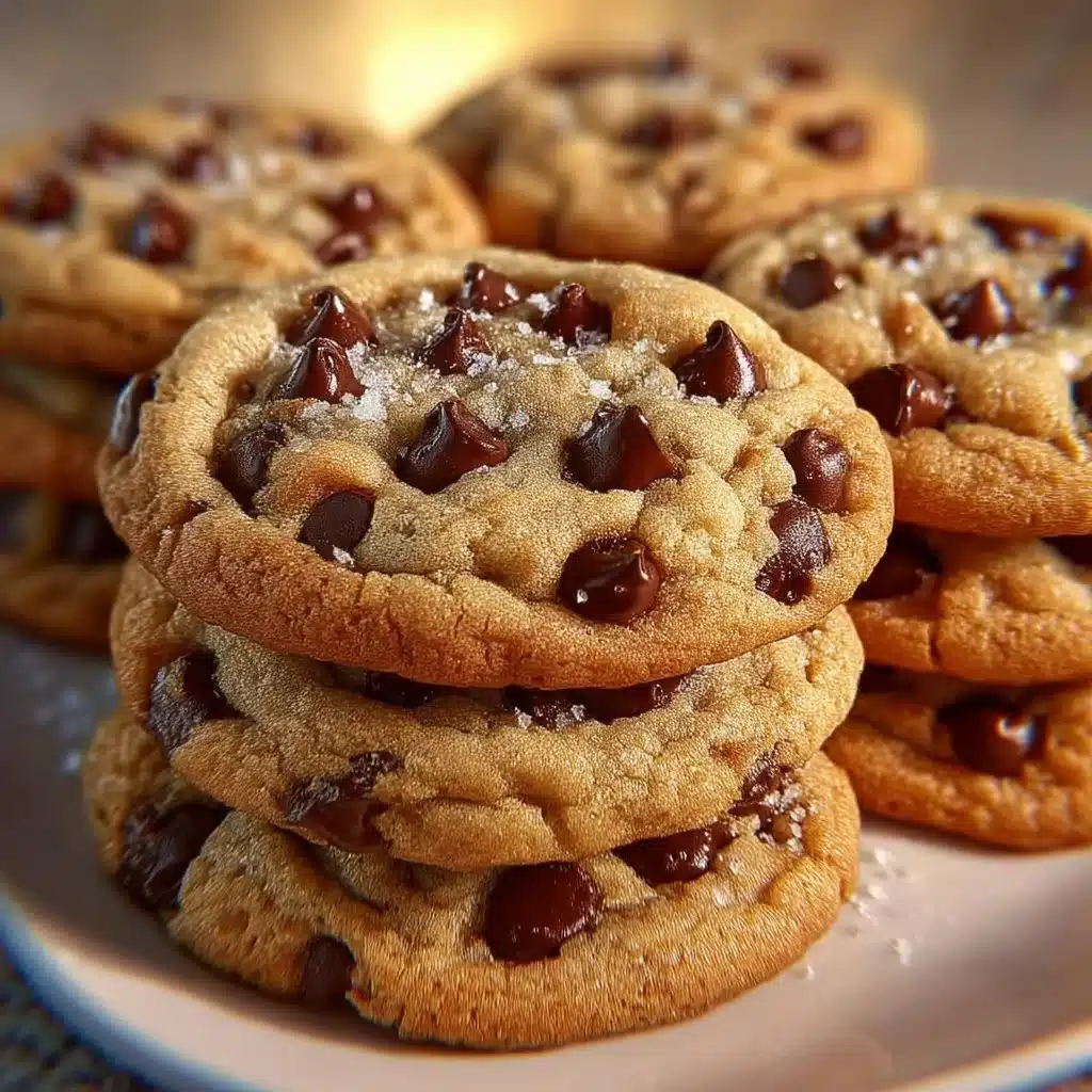 Freshly baked brown butter chocolate chip cookies on a cooling rack