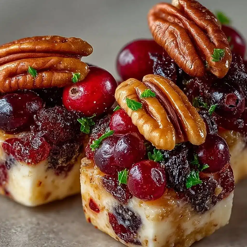 Delicious Candied Pecan Cranberry Brie Bites appetizer for parties