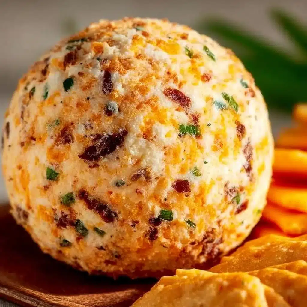 Delicious homemade Cheddar Ranch Cheeseball served with crackers