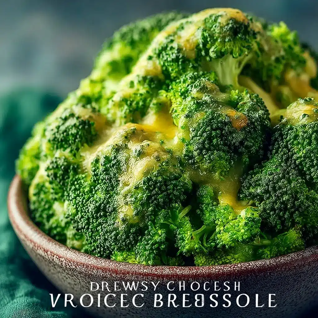 Creamy and cheesy broccoli dish served in a bowl