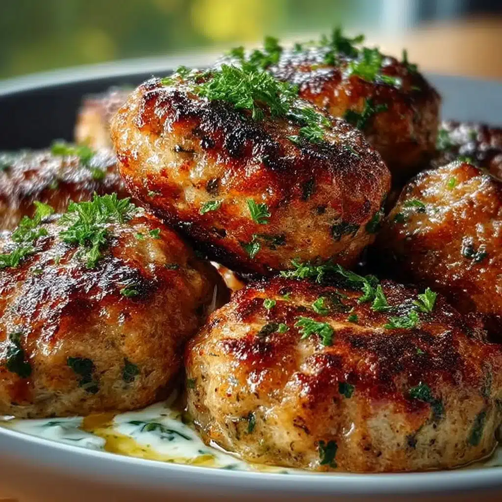 Delicious Chicken Kofta served with creamy garlic yogurt sauce