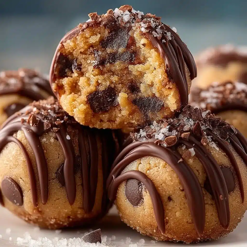 Delicious Chocolate Chip Cookie Dough Brownie Bombs stacked on a plate