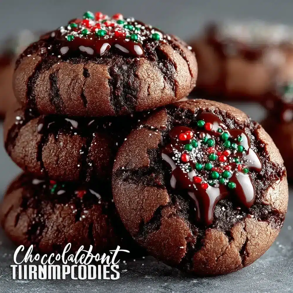 Delicious homemade Chocolate Thumbprint Cookies with jam filling.