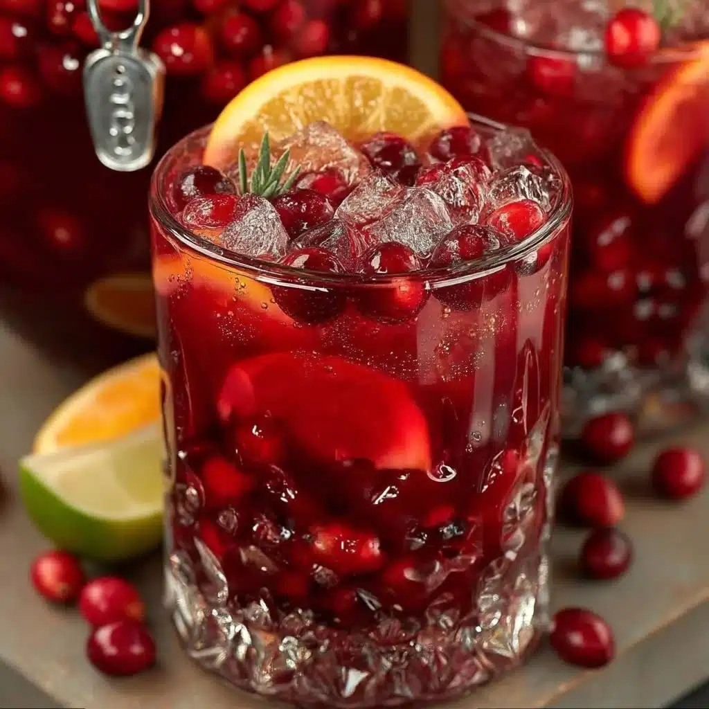 Festive Christmas holiday punch served in a glass with seasonal decorations