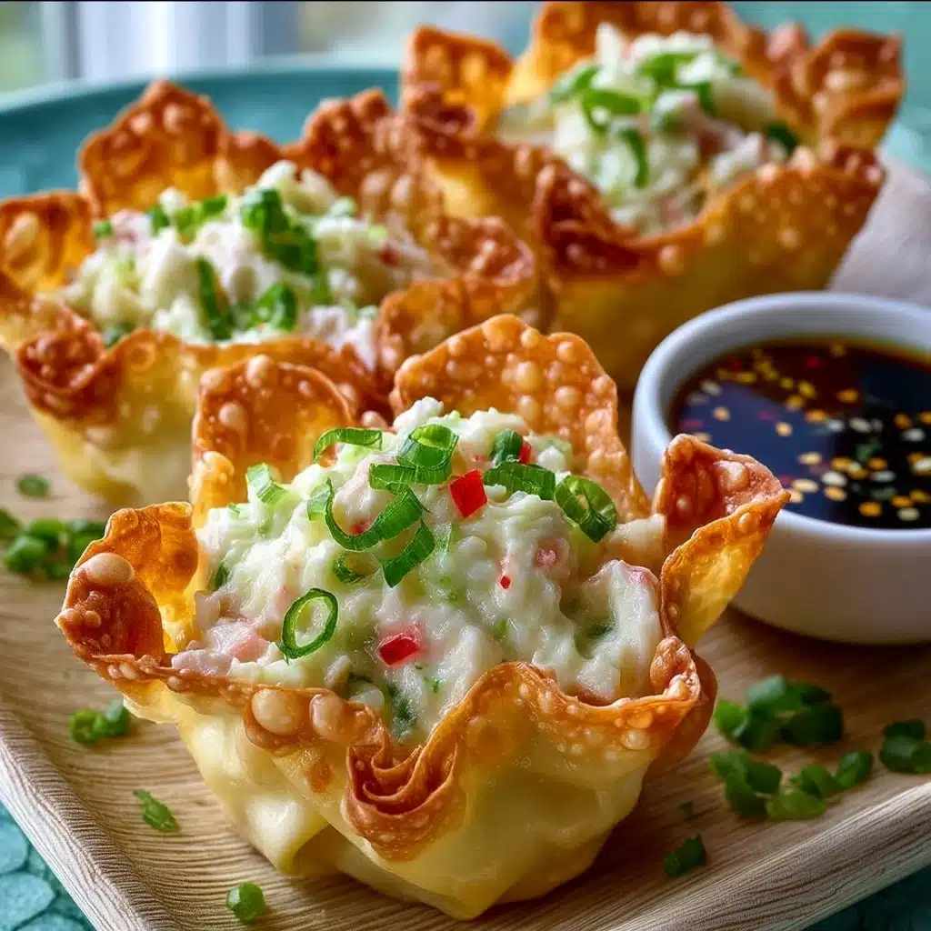 Crispy Crab Rangoon Wonton Cups filled with crab and cream cheese