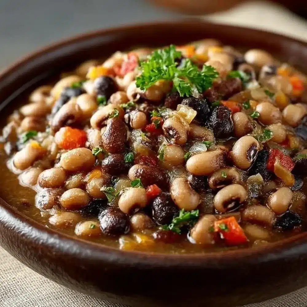 Delicious crockpot black eyed peas cooked to perfection in a slow cooker