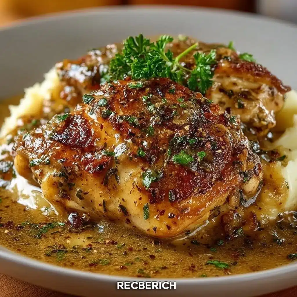 Crockpot Chicken and Gravy served with mashed potatoes