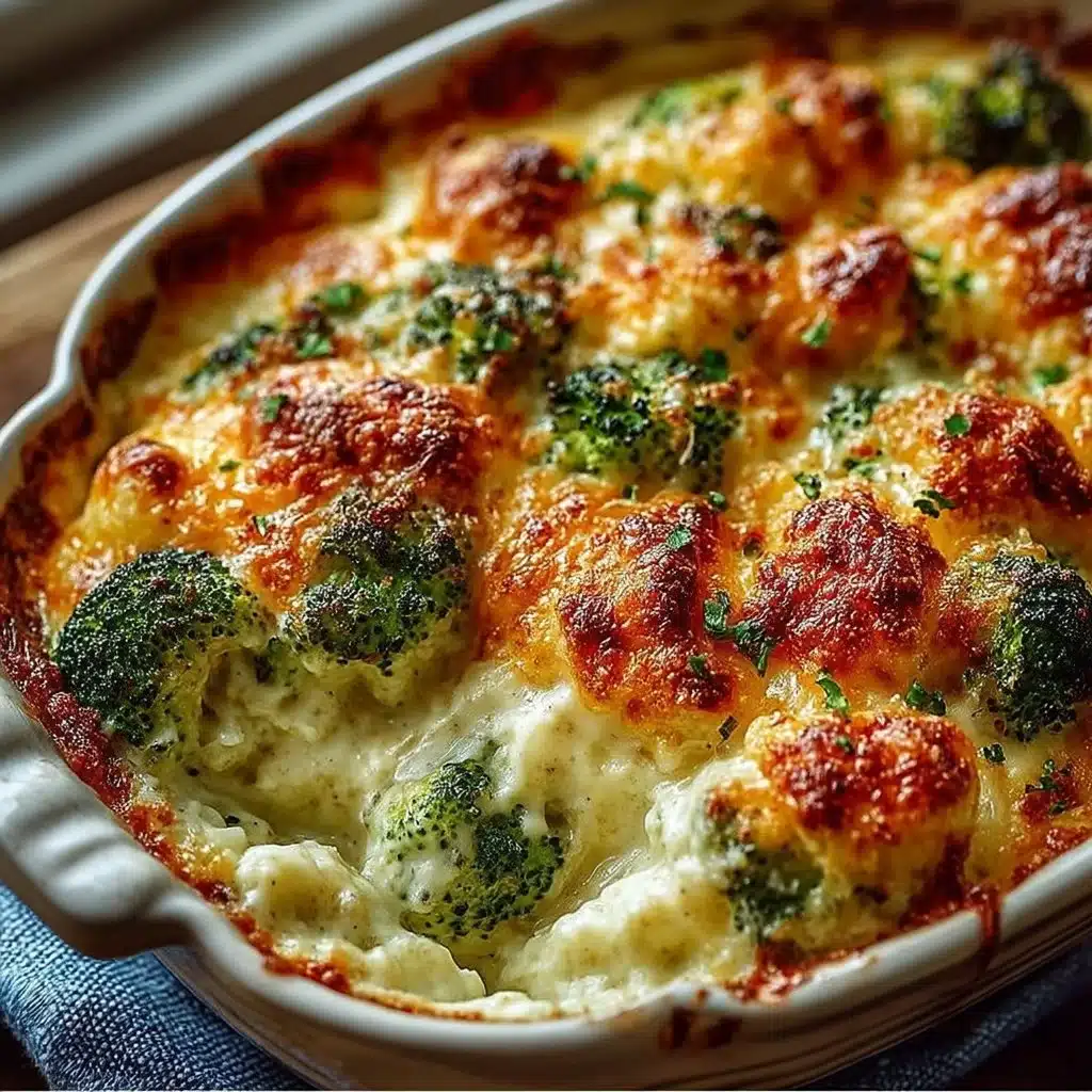Delicious easy broccoli cheese casserole in a baking dish
