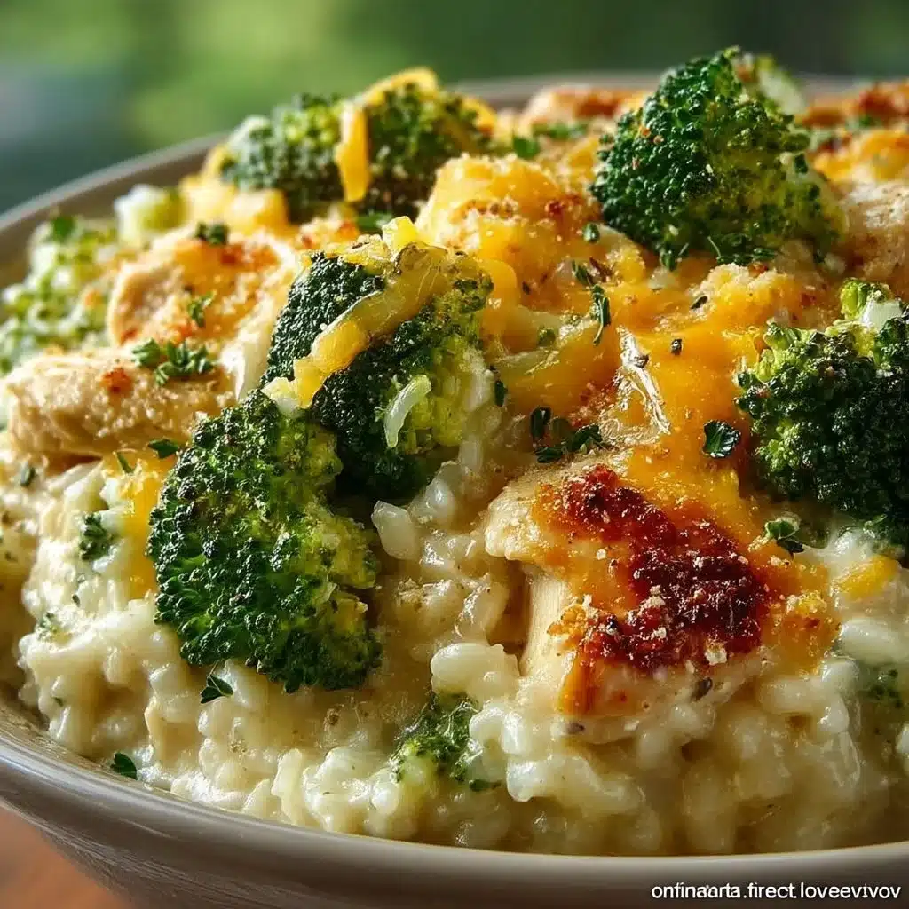 Easy Crockpot Cheesy Chicken Broccoli Rice dish ready to serve.