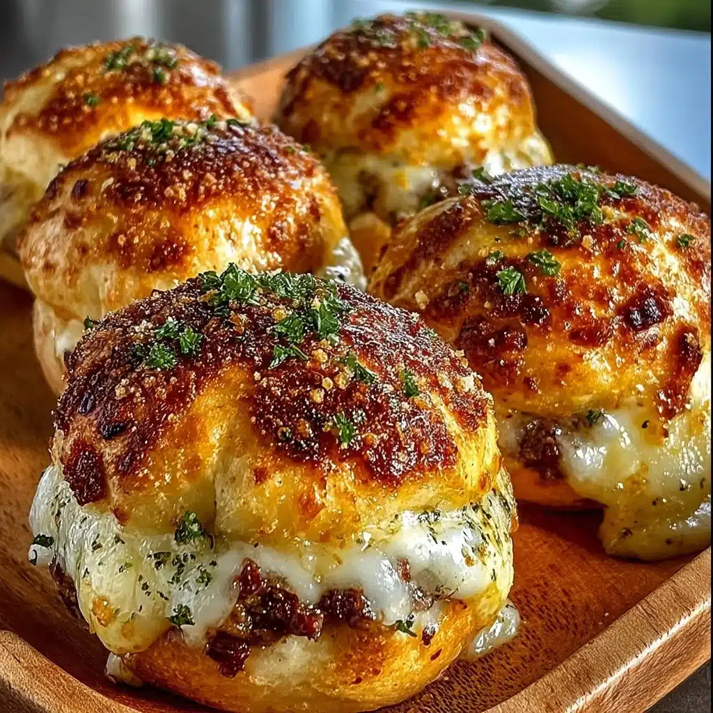 Garlic Parmesan Cheeseburger Bombs ready to serve
