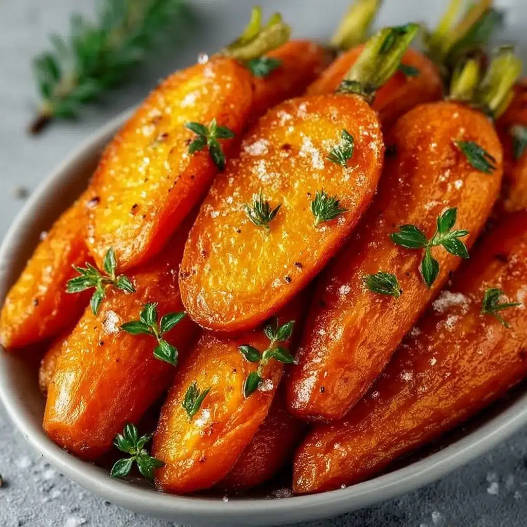 Delicious glazed carrots in a serving dish, garnished and ready to enjoy.