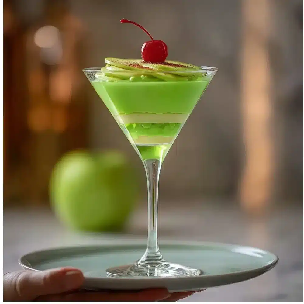Green Apple Martini cocktail served in a classic glass with vibrant green color
