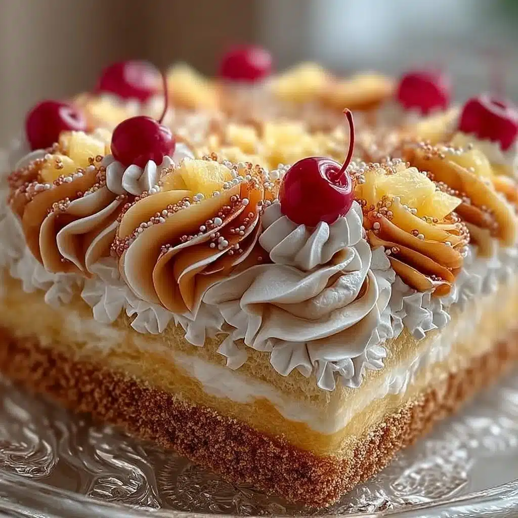 Delicious slice of Heaven Cake topped with cream and berries
