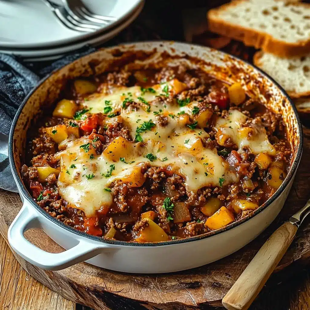 Delicious Hobo Casserole served in a rustic dish with fresh ingredients.