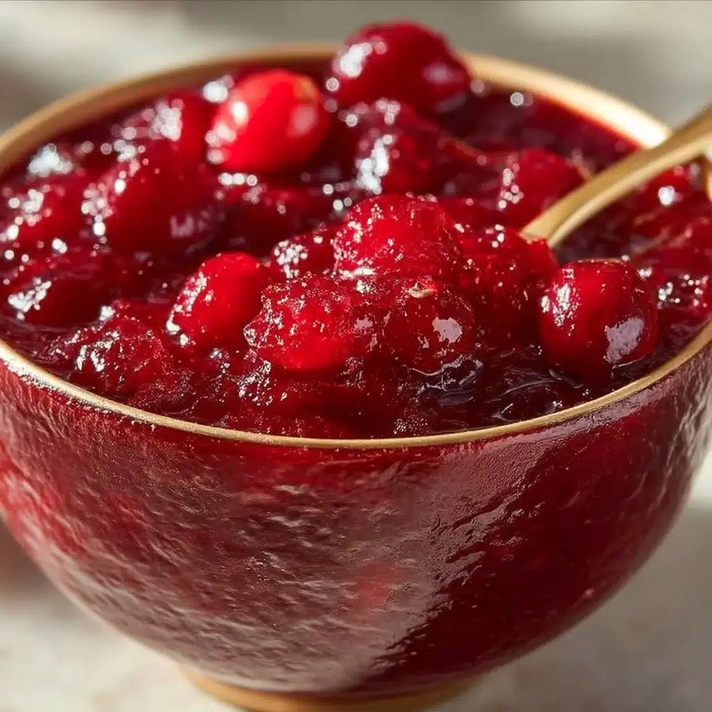 Homemade cranberry sauce prepared with fresh cranberries and spices