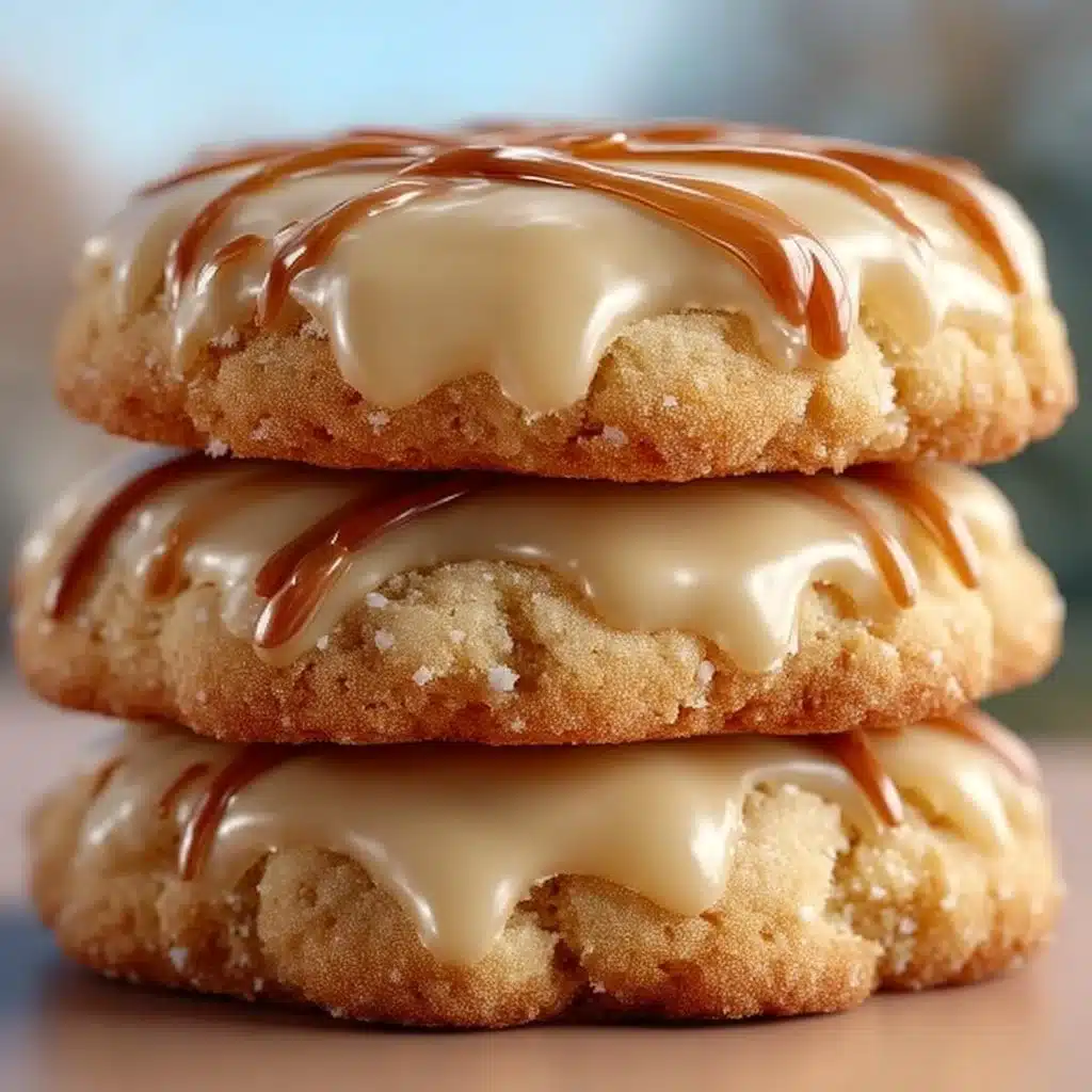 Delicious maple cookies with brown butter icing on a plate