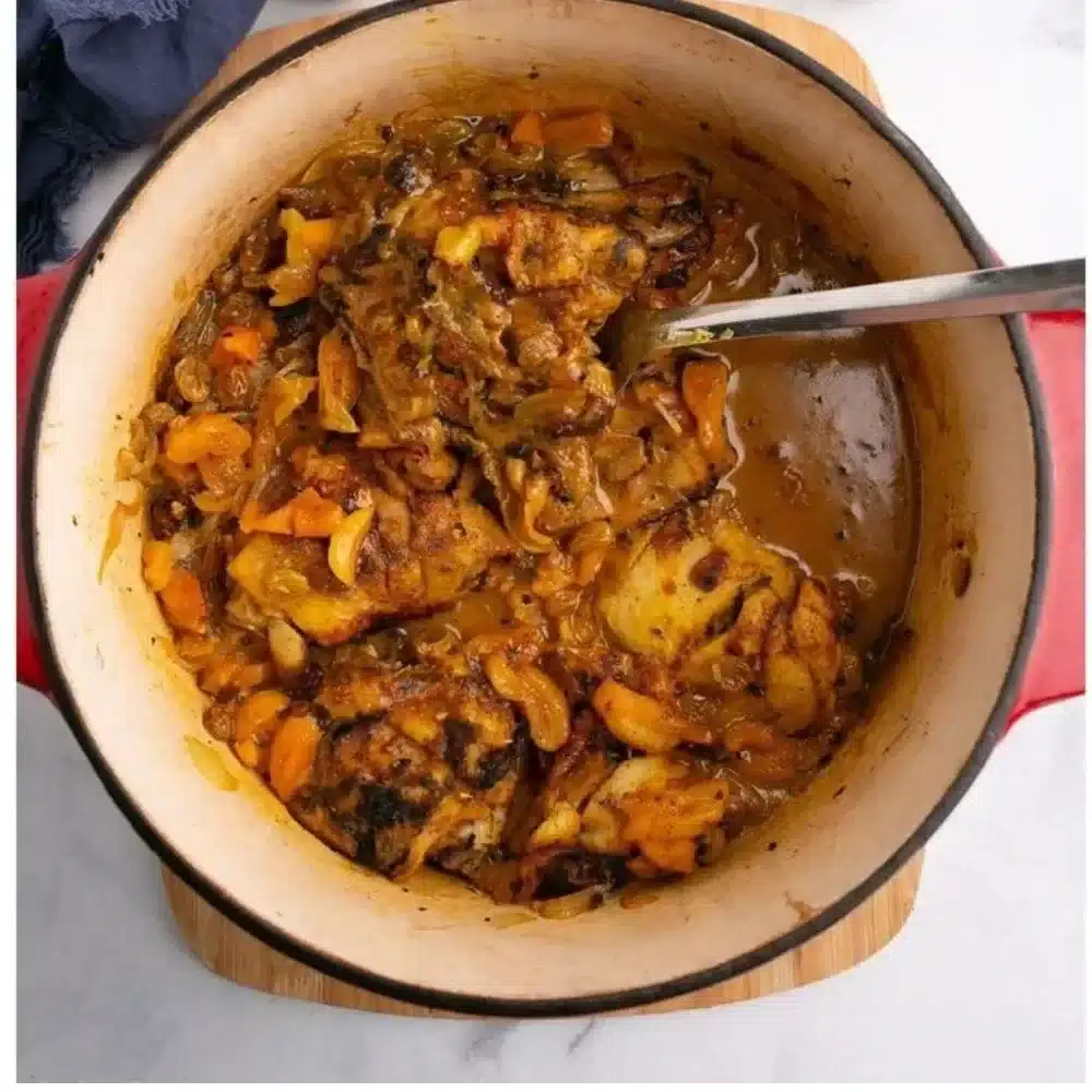 Delicious Moroccan Chicken Stew with spices and vegetables in a bowl