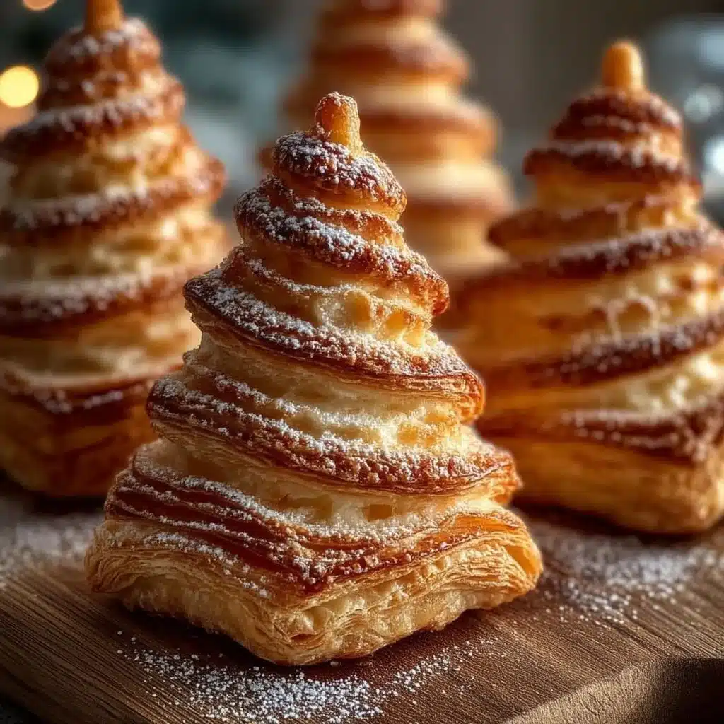 Puff pastry Christmas trees decorated for the holiday season