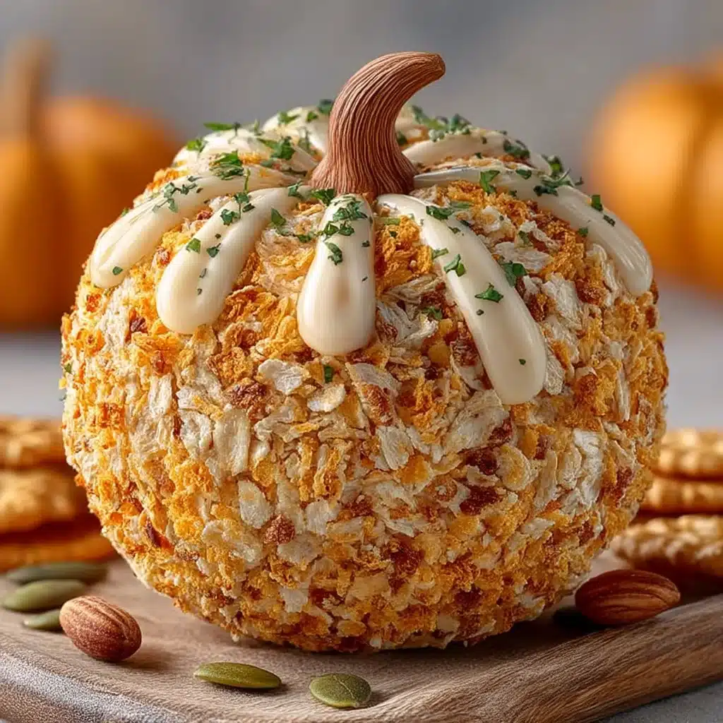 Delicious homemade Pumpkin Cheese Ball served on a platter with crackers.