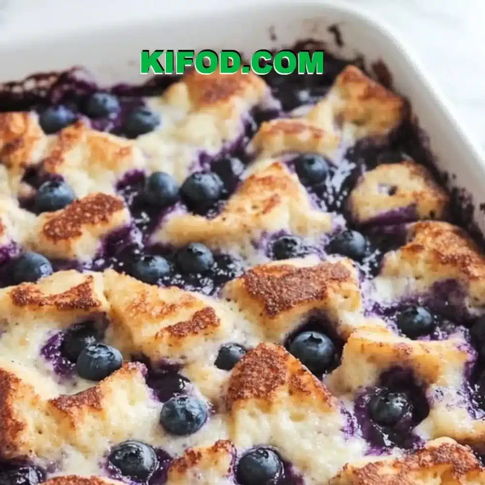 Quick blueberry French toast casserole baked to perfection