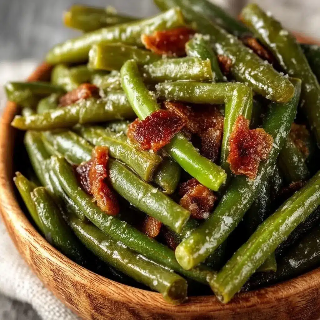 Bowl of simple seasoned green beans ready to serve