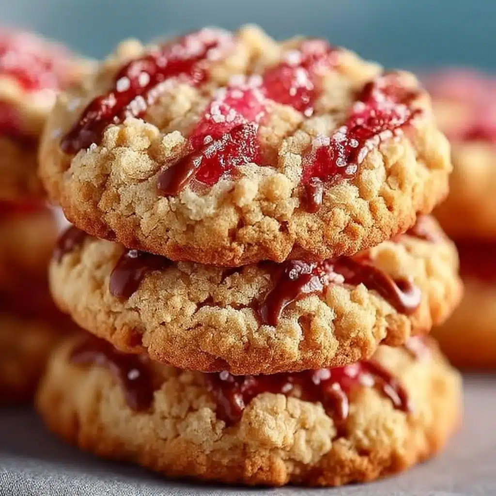 Delicious Strawberry Crunch Cookies topped with strawberry bits and crunchy texture
