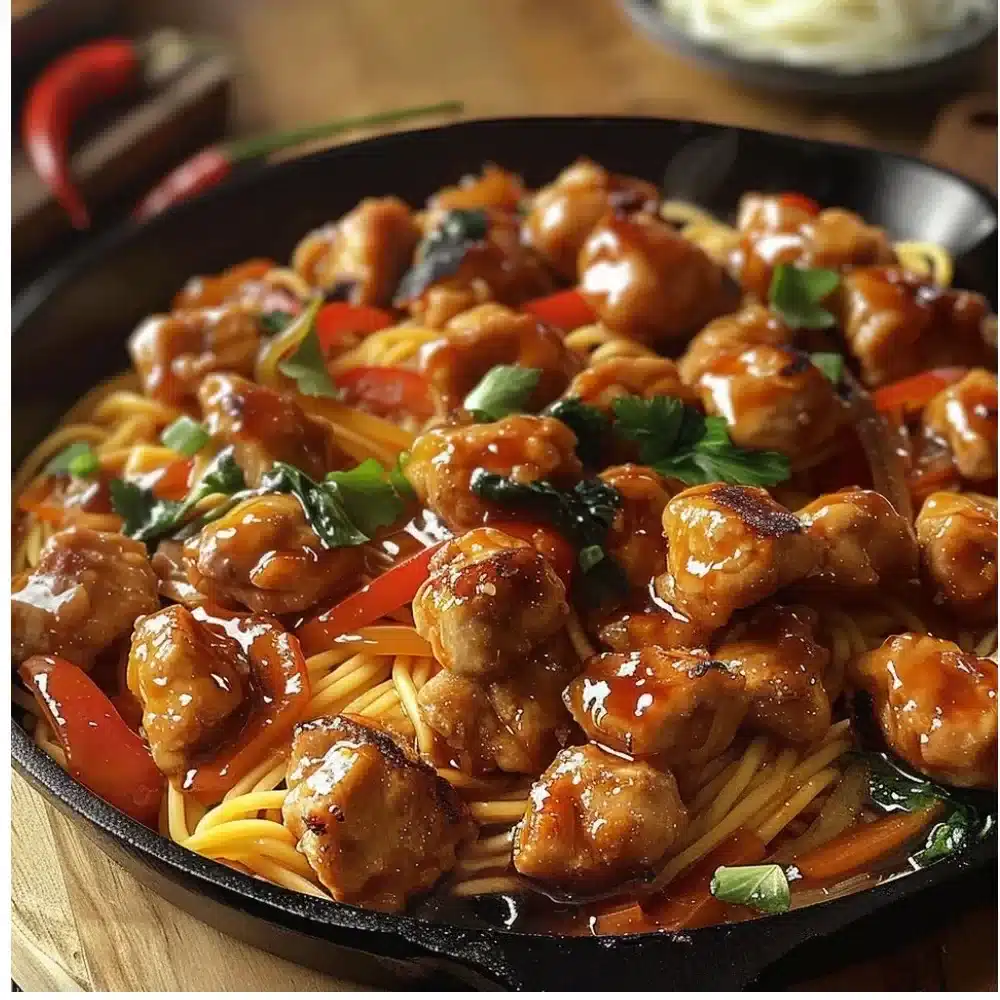 Texas Roadhouse Butter Chicken Skillet served in a sizzling skillet dish