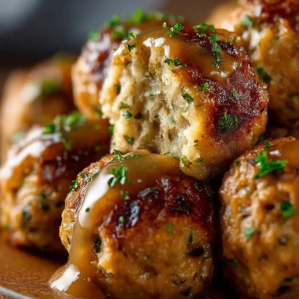Thanksgiving stuffing balls served on a festive platter