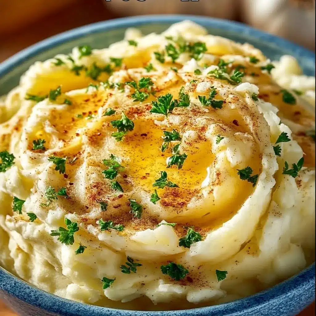 Creamy Ultimate Garlic Mashed Potatoes topped with fresh herbs