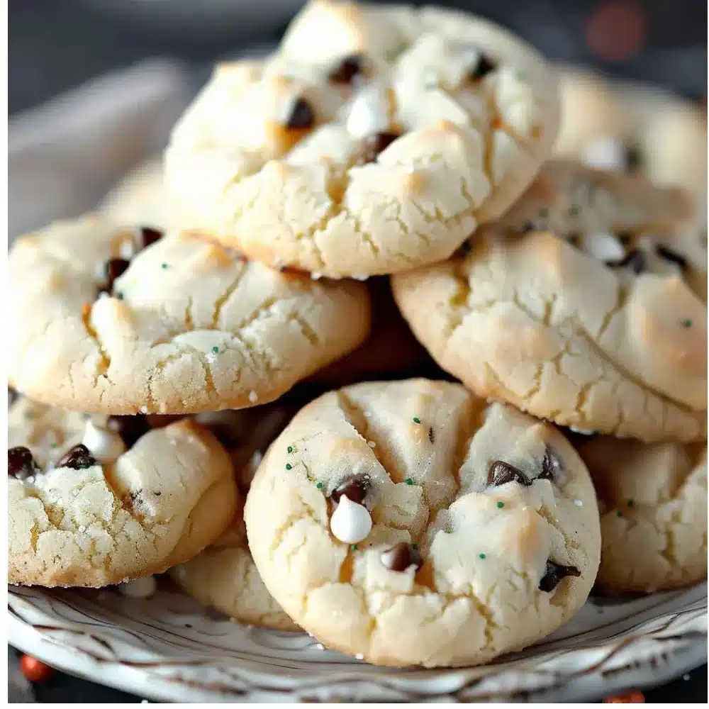 Plate of delicious whipped shortbread cookies with a sprinkle of icing sugar