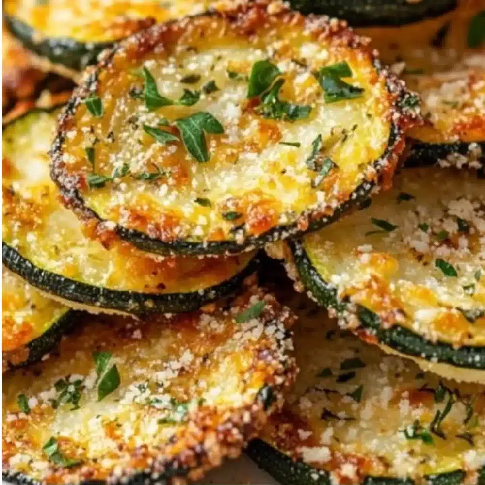 Baked Parmesan zucchini slices with a crispy topping