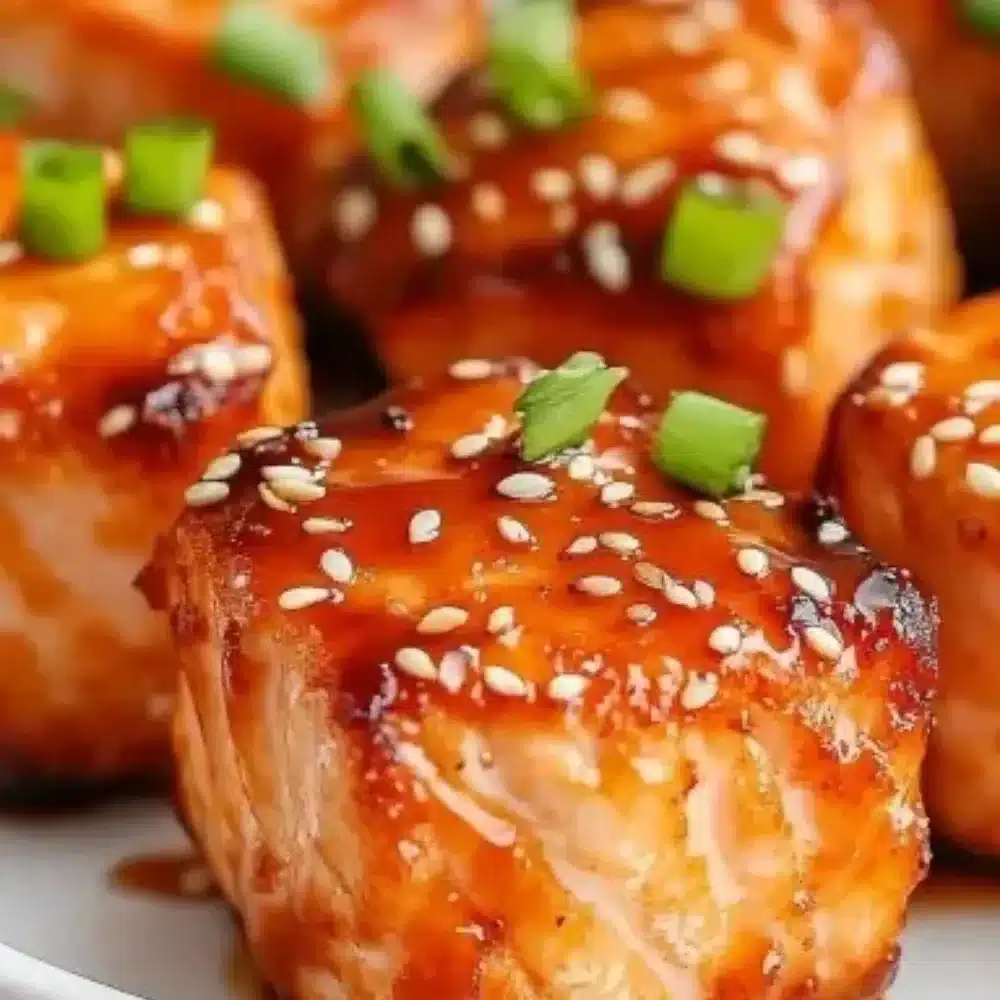 Delicious Bang Bang Salmon Bites, a tasty seafood appetizer.