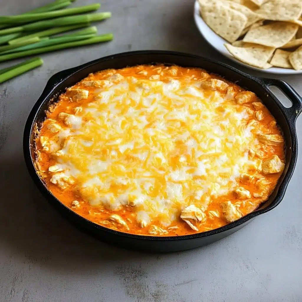 Creamy Buffalo Chicken Dip made with Franks Buffalo Sauce served in a bowl.