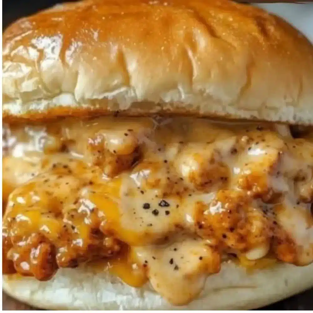 Cajun Chicken Sloppy Joes with fresh toppings on a bun