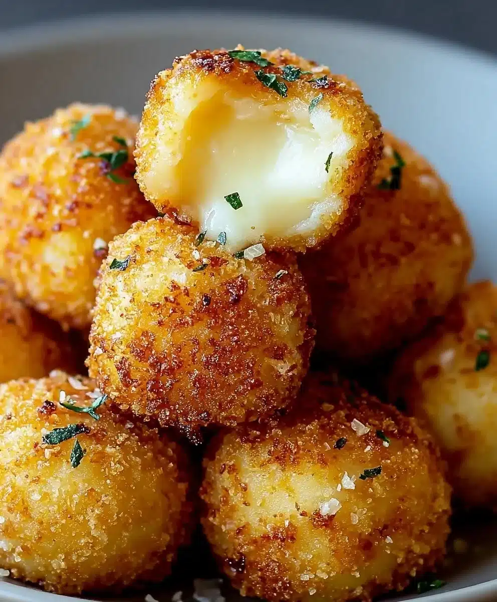 Plate of freshly made Parmesan Mozzarella Bites with marinara sauce