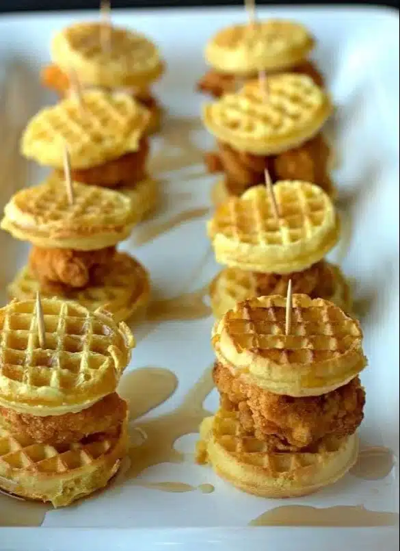 Delicious Chicken Waffle Sliders served on a platter