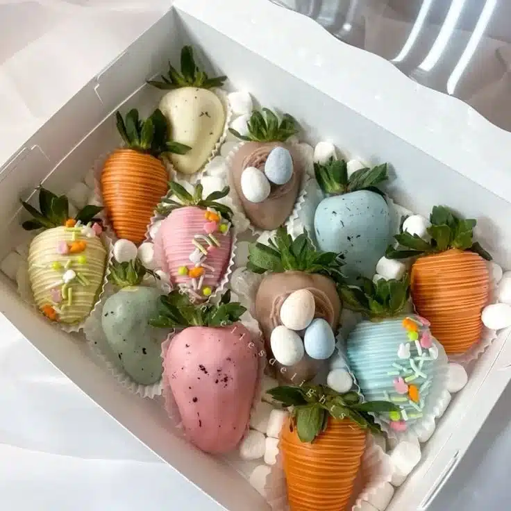 Succulent chocolate covered strawberries on a decorative plate