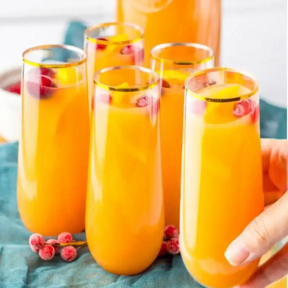 Festive Christmas Punch in a glass, perfect for Christmas morning celebrations.