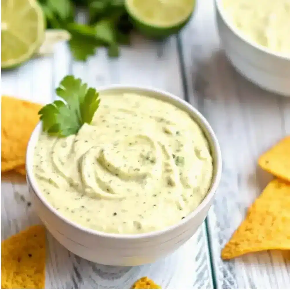 Chuy's Jalapeño Ranch sauce in a bowl with fresh ingredients