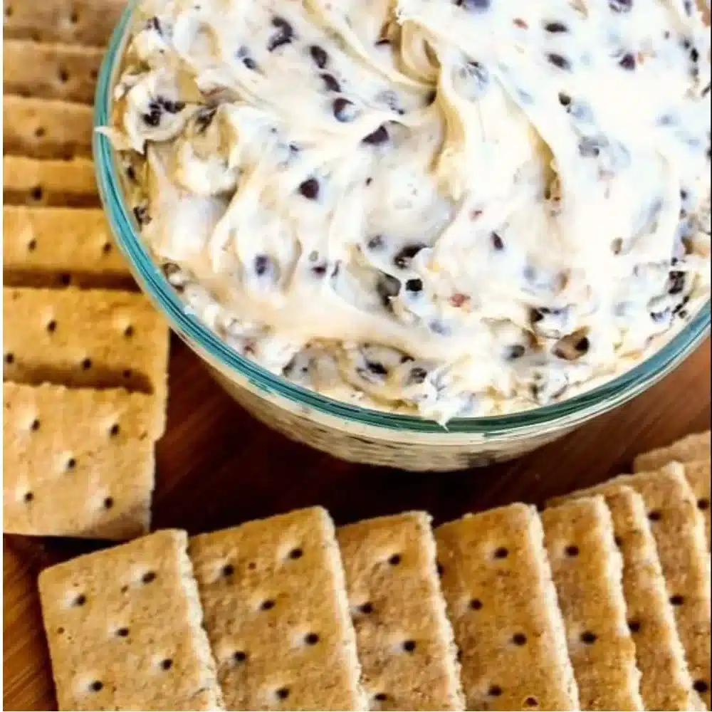Deliciously creamy Cookie Dough Dip served with snacks