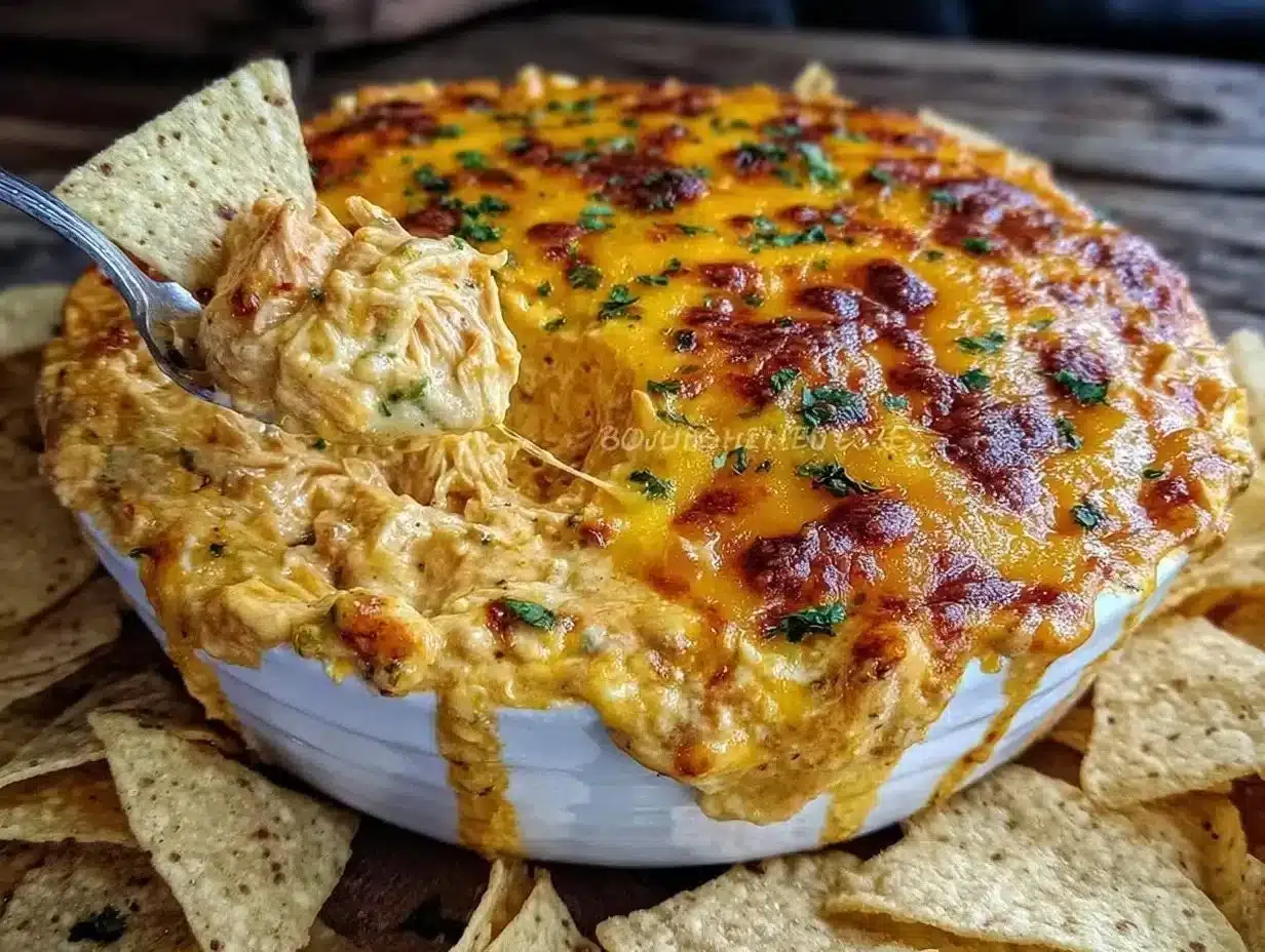 Creamy Buffalo Chicken Dip served in a bowl with crackers for dipping
