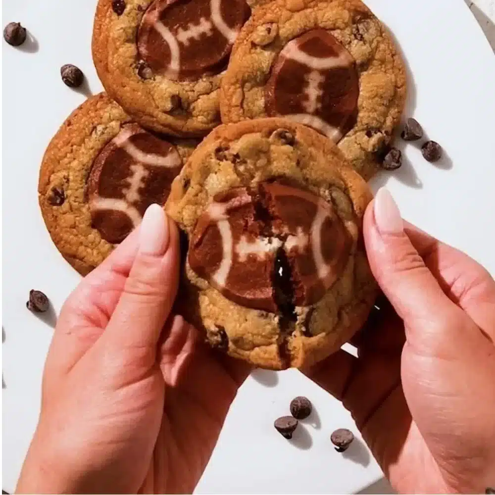 Double stack football cookies decorated for game day celebrations